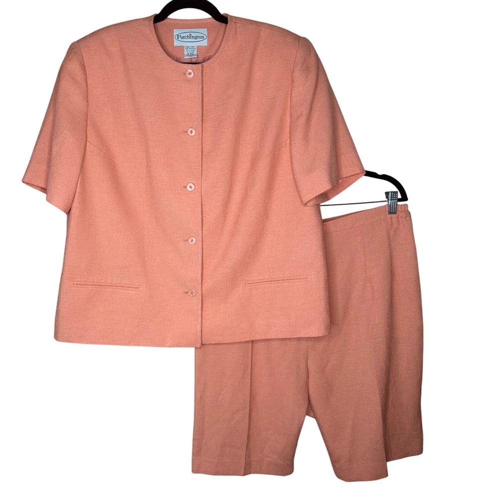Patchington VTG Peach Short Sleeve Blazer‎ and Bermuda Shorts Set Size 14 Preppy